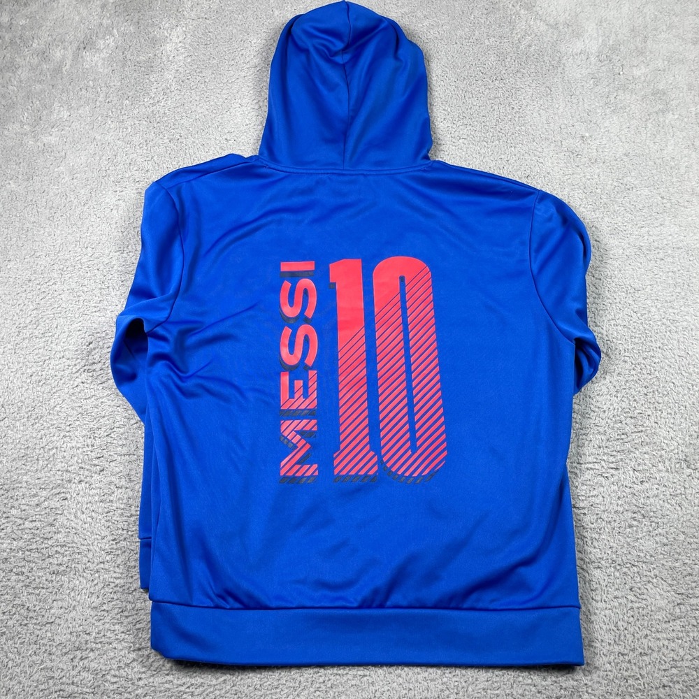 Messi FC Barcelona #10 Hoodie Mens Large Blue Futbol Soccer Pullover Sweatshirt